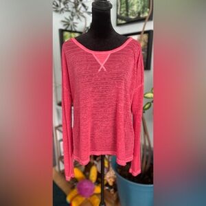 Red Sheer Lightweight Long Sleeve Crewneck Tee